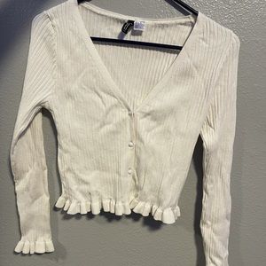 White long Sleeve Cropped Blouse